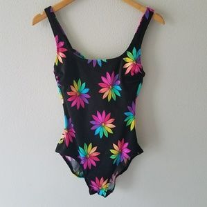 Vintage Multicolor Floral One Piece Swimsuit